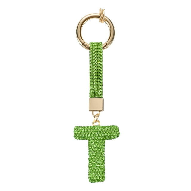 Encanto de letra T de Uxcell, encanto de alfabeto de rhinestone para hacer joyas, verde claro