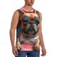 thumbnail image 2 of Fotbe French Bulldog In Sunglasses Men's Camiseta sin Mangas Estampada para Hombres, Playera Casual para Gimnasio, Entrenamiento, Playa-Small, 2 of 7