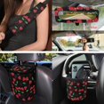 thumbnail image 3 of Uorisanigo Cherry Printed 15 Pack Car Seat Cover Full Set with Steering Wheel Protector Seat Belt Cushion Car Coaster Hanging Garbage Bin Mount Phone Holder Rearview Cover Wrist Keychain, 3 of 7