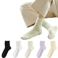 thumbnail image 2 of WGRFFH Thin Cotton Socks for Women 5 Pairs Wide Non Binding Ankle Socks Colorful Above Ankle Socks Moisture Wicking Breathable Comfortable Quarter Length Anti-pilling Cotton Daily Socks P, 2 of 3