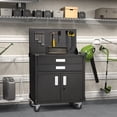 thumbnail image 2 of AECOJOY Metal Steel Mobile Tool Cart with Storage Drawer Tool Chest On Wheels Tool Box Garage Organizer for Workshop Warehouse Garage, White Handle, 2 of 9