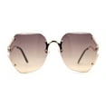 thumbnail image 2 of Womens Oceanic Lens Rimless Swan Down Temple Sunglasses Gold Brown, 2 of 4