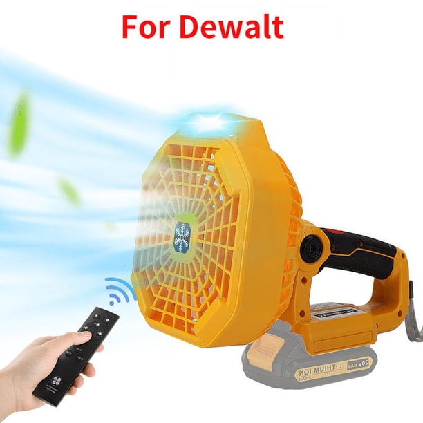 Ventilador Portátil sin Cable de 14.4-18V para Makita/Bosch/Dewalt/Milwaukee, Ventilador de Mano para Obra con Batería de Litio de 18V y Luz LED, Recargable por USB para Exteriores, Ventilador de...