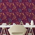 thumbnail image 2 of Ambesonne Tropical Peel & Stick Wallpaper for Home, Bohemian Wild Leaves Art, 13"x100", Dark Magenta Vermilion, 2 of 5