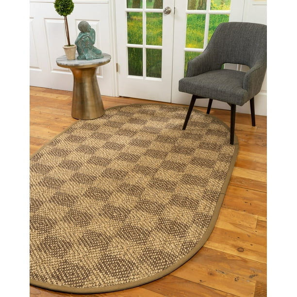 Natural Area Rugs Parson Custom Sisal Rug, 8' x 10', Oval Doe Border