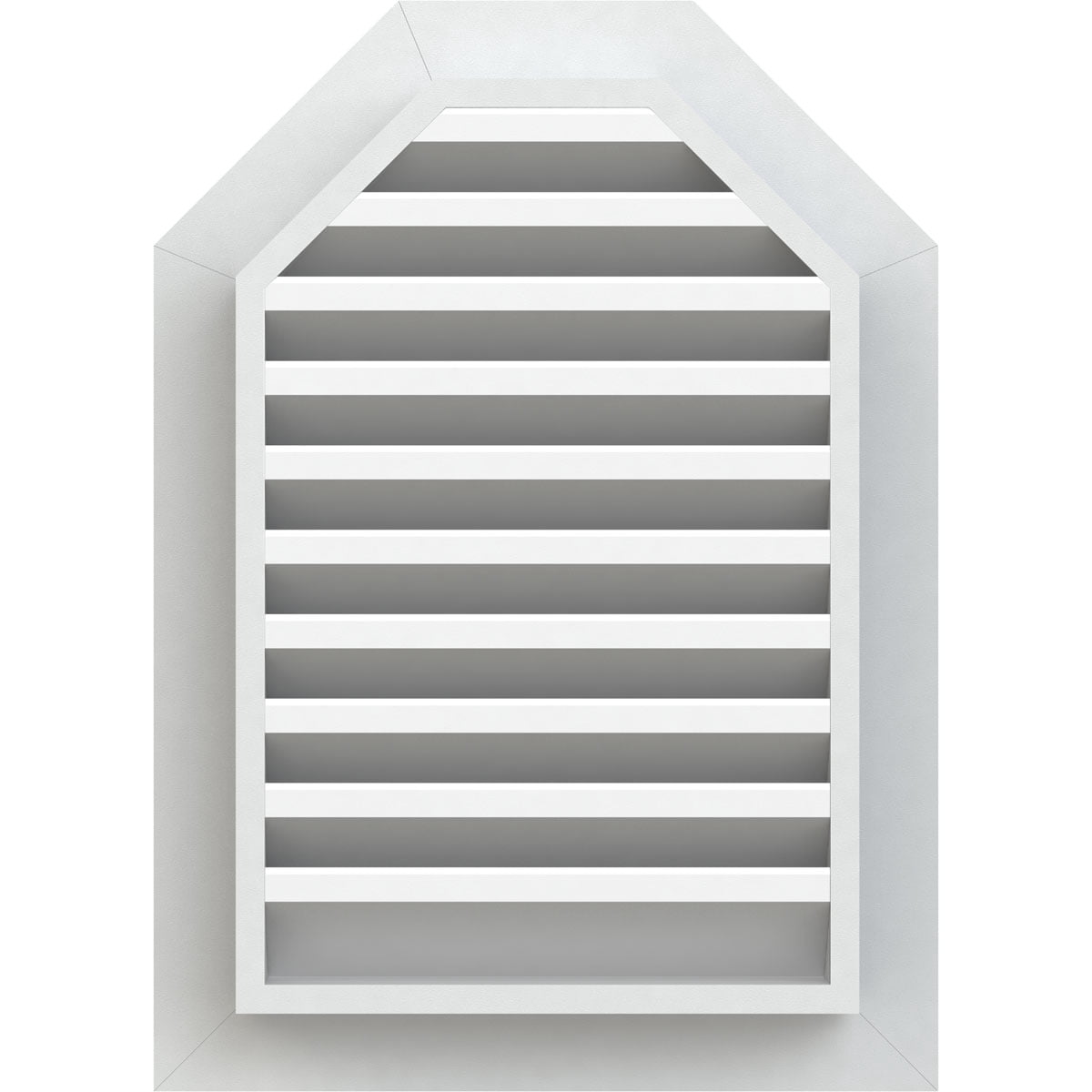 36"W x 18"H Octagonal Top Gable Vent (41"W x 23"H Frame Size): Functional, PVC Gable Vent w/ 1" x 4" Flat Trim Frame