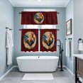 thumbnail image 4 of Farmhouse Chicken Kitchen Curtains Valances and Tiers Set of 3 Animal Retro Brown Floral Texture Dark Red Tier Curtains and Valance with Rod Pocket for Small Windows, 27.5"x24", 4 of 9