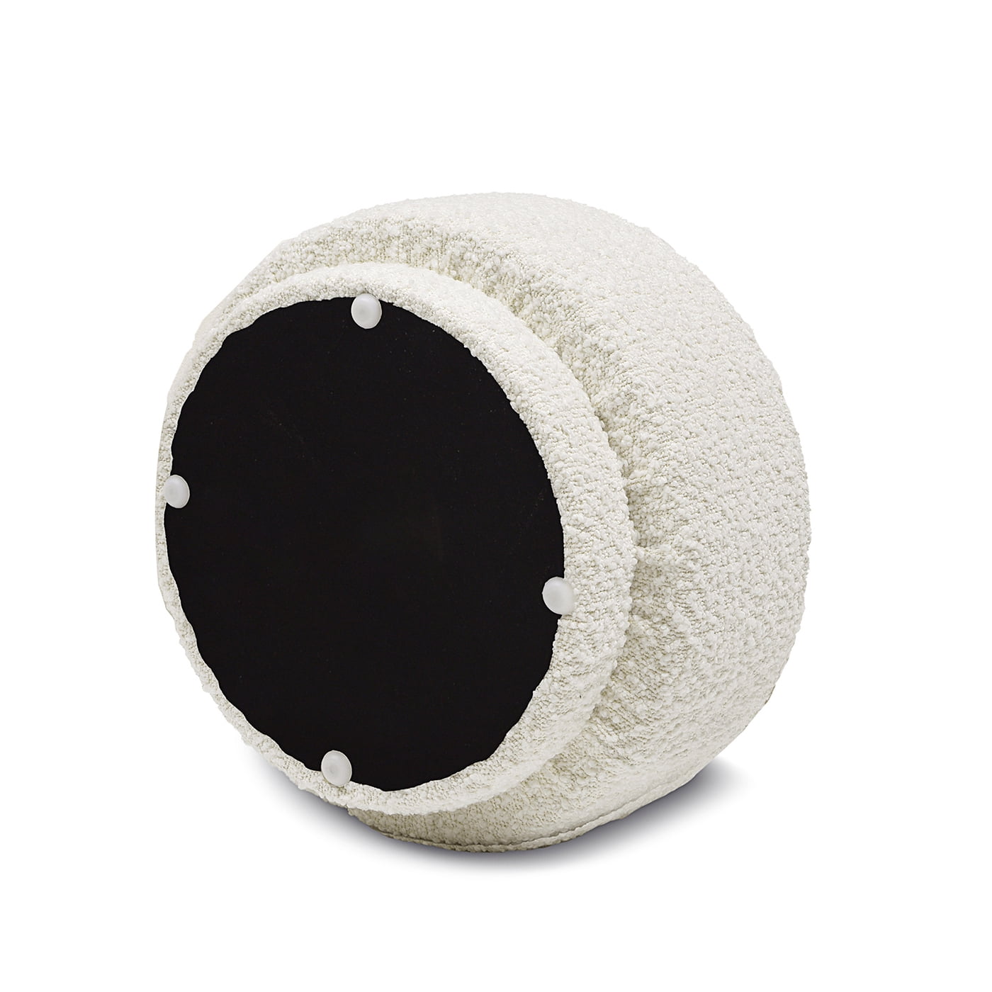 Fuji 15" Mushroom Footstool Ottoman Ivory White Boucle