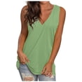 thumbnail image 1 of Camisa sin mangas con cuello en V para mujer para el verano: top informal oversize, poliéster/spandex, moda playera, tallas S-XXXXXL., 1 of 3