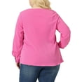 thumbnail image 3 of Agnes Orinda Women's Plus Size Winter Solid Long Sleeve V Neck Twist Casual Top 1X Hot Pink, 3 of 6