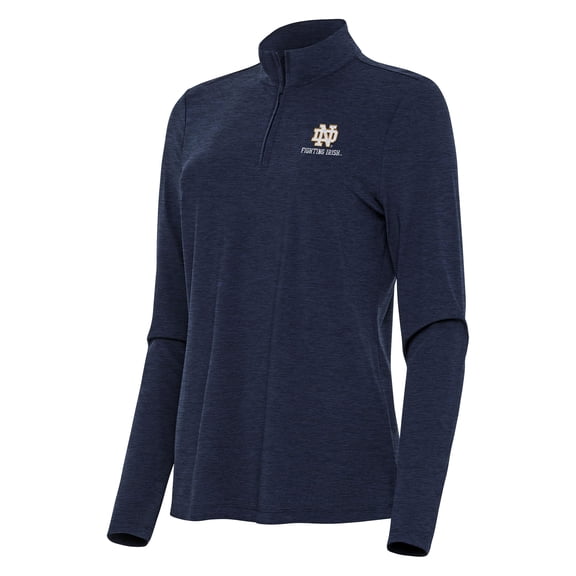 Women's Antigua Heather Navy Notre Dame Fighting Irish Bright Quarter-Zip Top