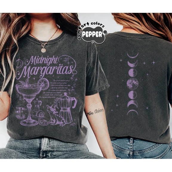 Retro Midnight Margaritas Shirt, Witchy Cocktail Movie Tee, Vintage Halloween Graphic T-Shirt, Girls Tequila Party Shirt, Spooky Season Gift