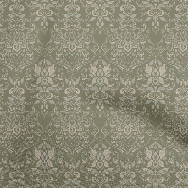 oneOone Silk Tabby Dusty Green Fabric Damask Craft Projects Decor Fabric Printed By The Yard 42 Inch Wide