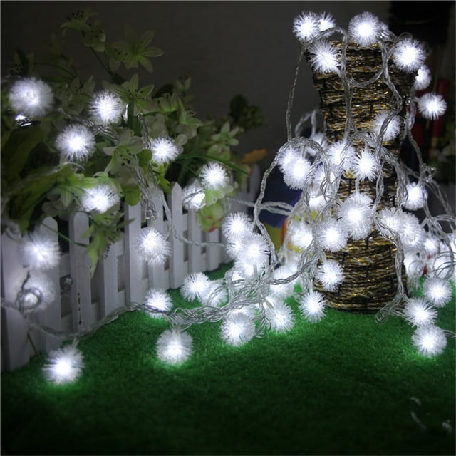 Xihbxyly Guirnalda de Luces Led Navideñas con Forma de Bola de Nieve, Decoración Festiva, 40 Led Blanco Cálido, Funciona con Pilas, para Uso En Interiores y Exteriores, Longitud de 6 M