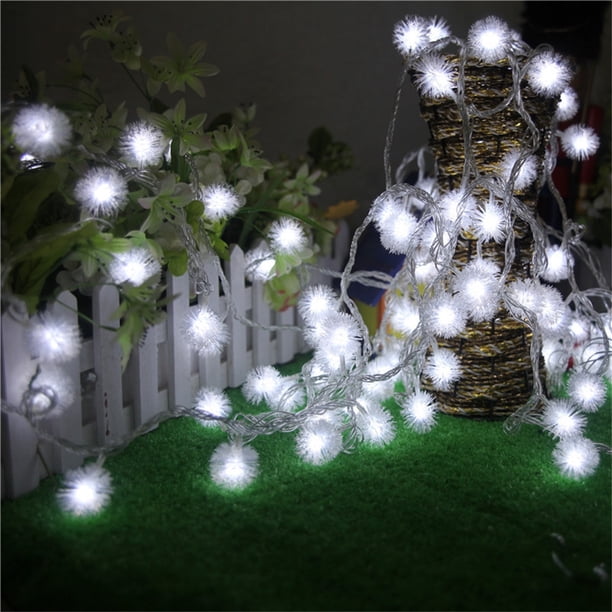 Fiudx Guirnalda de Luces Led Navideñas con Forma de Bola de Nieve, Decoración Festiva, 40 Led Blanco Cálido, Funciona con Pilas, para Uso En Interiores y Exteriores, Longitud de 6 M