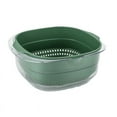 thumbnail image 1 of Plastic Strainer 2 Layers Safe Durable PET Hollow Design Wide Application Food Strainer Transparent Dark Green, 1 of 5