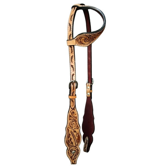 HILASON Western Horse Floral One Ear Headstall American Leather Tan