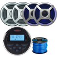 thumbnail image 1 of Jensen MS30BTR Mechless Waterproof Bluetooth Stereo - 4 x Jensen 6.5" Coaxial Speakers - 4 x 6.5" Removable Grilles (Silver) - 2 x Blue/White LED Kit for Grilles - Speaker Wire, 1 of 7