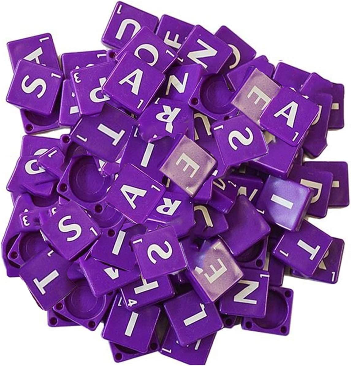 Purple Plastic Scrabble Tiles----Random Set of 32