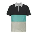 thumbnail image 5 of ZCFZJW Mens Workout T-Shirts Casual Striped Color Block Print Short Sleeve 1/4 Zip up Lapel Collar V Neck T Shirts Trendy Holiday Vacation Tees Polo Shirts Blue XXXL, 5 of 6