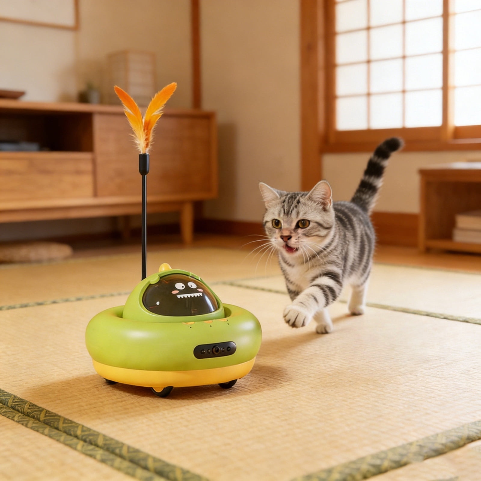 Interactive Smart Cat Toy with Automatic Treat Dispenser & Remote Control, Laser Pointer for Indoor Cat Exercise and Play