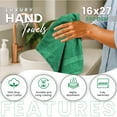 thumbnail image 3 of SupremePlus Luxury 550 GSM 16" x 27" 100% Ring Spun Cotton Hand Towels, Green 6 Count, 3 of 8