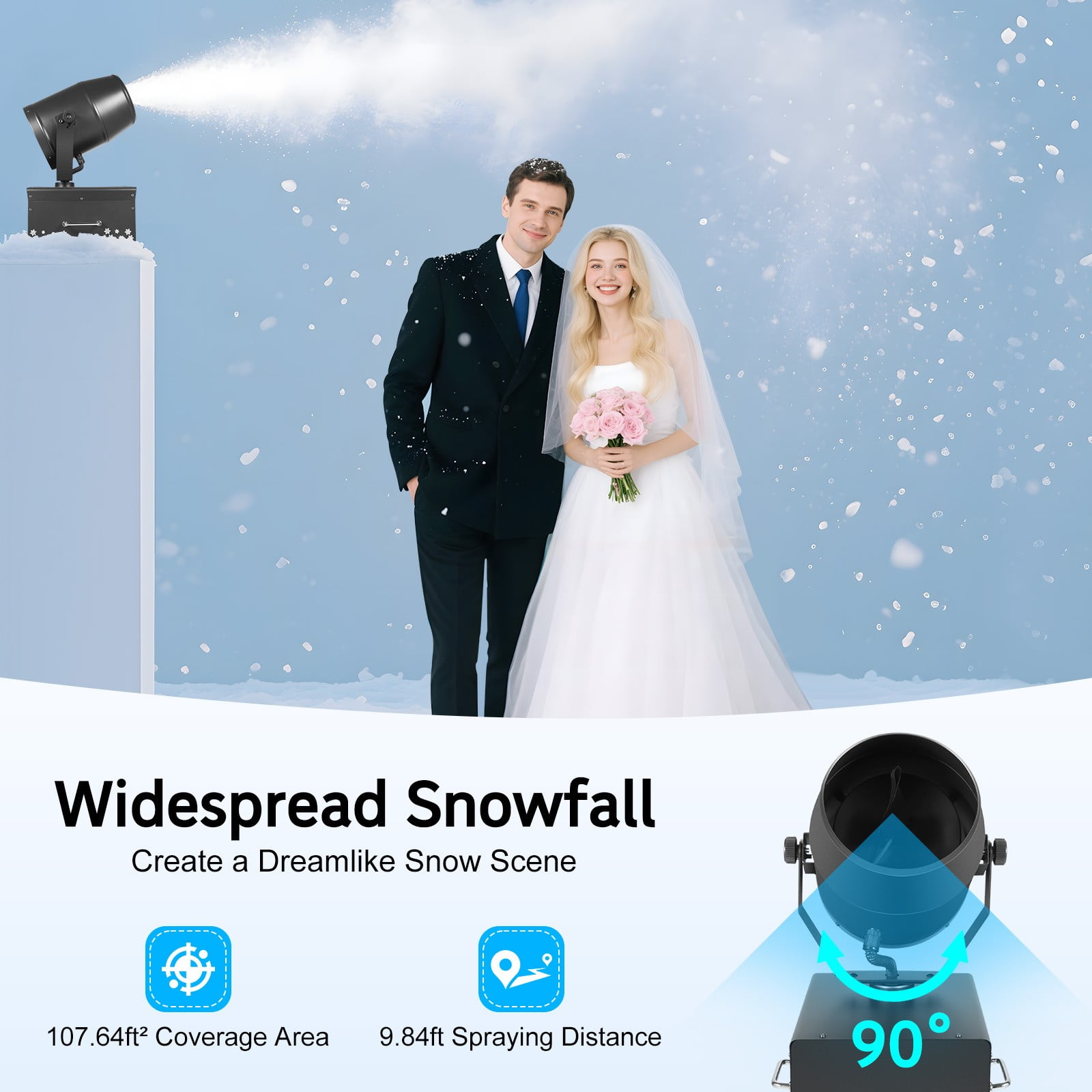 1200W Free Standing Shaking Head Jet Foam Machine Party Snow Foam Machine Black for Stage Wedding