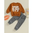 thumbnail image 3 of KelaJuan Infant Baby Boy Game Outfits, LetterFootball Print Long Sleeve Sweatshirt + Solid Color Long Pants, 3 of 6