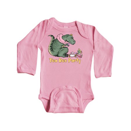 

Inktastic Funny Tea Rex Party Gift Baby Boy or Baby Girl Long Sleeve Bodysuit