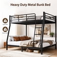 thumbnail image 3 of Bellemave Full XL over Queen Metal Bunk Bed with Stais & Storage, Heavy Duty Full over Queen Bunk Bed Frame with Metal Slats, Full Guardrails for Adults & Teens, No Box Spring Needed, Black, 3 of 9