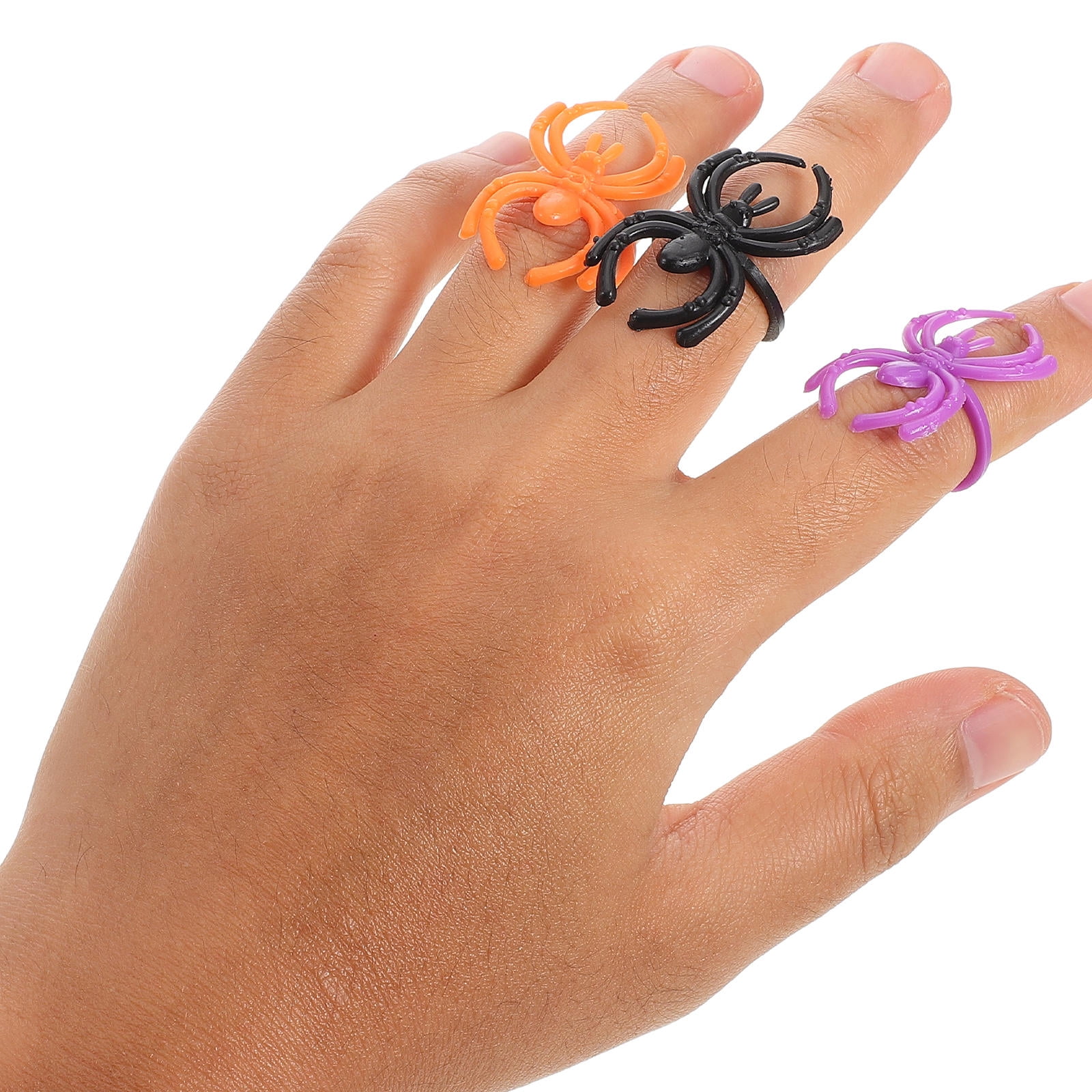 TABLZONE 60 Pcs Colorful Spider Rings Assorted Color Plastic for Spooky Decorations and Events