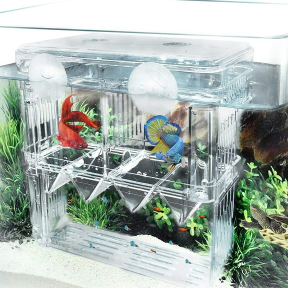 Fish Breeder Box for Aquarium, Baby Fish Tank with Suction Cups, Breeding Incubator for Fish Hatchery, Acrylic Divider for Shrimp Clownfish Aggressive Fish Injured Fish (Large)