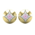thumbnail image 2 of Dazzlingrock Collection Round Pink Sapphire Rounded Kite Shape Pushback Stud Earrings for Women (Color Pink, Clarity Highly Included) in 10K Yellow Gold, 2 of 4