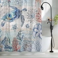 thumbnail image 2 of Turtle Coral Starfish Fabric Shower Curtain Marine Life Ocean Wood Grain Washable Shower Curtains for Bathroom, Waterproof Bath Curtain with Hooks Home Decor 72x72in, 2 of 8