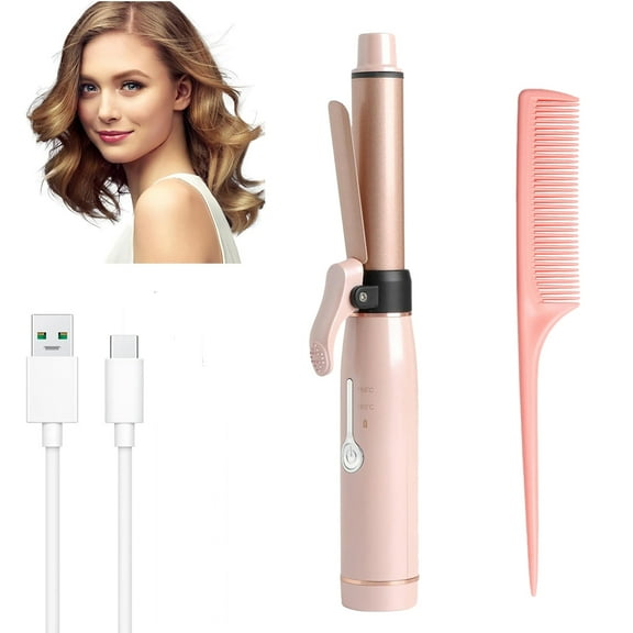 Cordless Curling Iron, Mini Curling Iron, Travel Curling Iron USB Rechargeable Ceramic Curling Wand 3/4 Inch Barrel