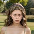 thumbnail image 2 of Unique Bargains 1 Pc Headband Stripes Wide Hairband for Women Brown Green, 2 of 5