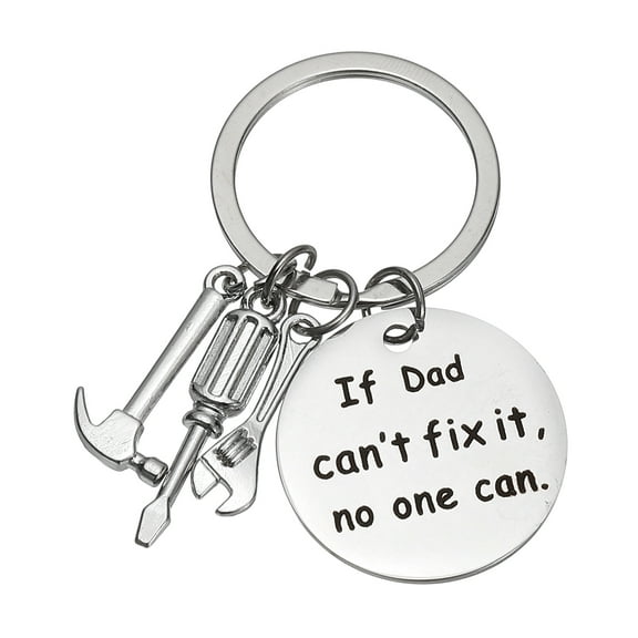 Uxcell Dad Keychain Funny Key Chain Gifts from Son, Dad Style, Silver