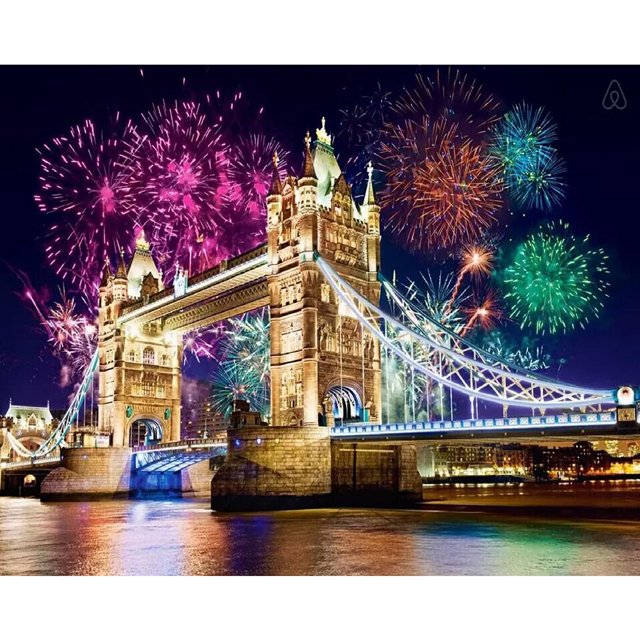 Taladro diamante pintura (DE0022) 5D DIY completo fuegos artificiales puente punto de cruz bordado 20X30cm FLhrweasw Nuevo