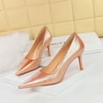 thumbnail image 4 of Zapatos de novia de tacón alto ajustados de primavera y otoño para mujer, de moda, clásicos, de un solo tacón, para boda, 4 of 5