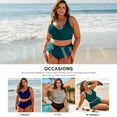 thumbnail image 6 of SHEWIN Womens Plus Size Bikini Sets Tummy Control Swimsuits V Neck Color Block Two Piece Bathing Suit Blackish Green 1X, 6 of 9