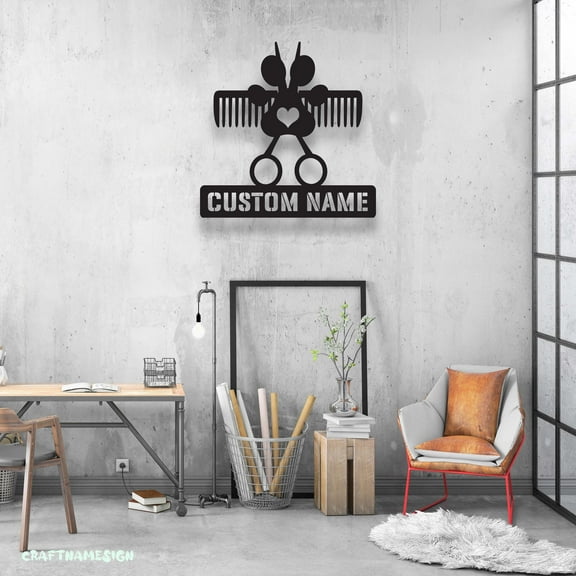 Craftnamesign Custom Dog Grooming Metal Wall Art LED Light, Custom Pet Groomer Name Sign