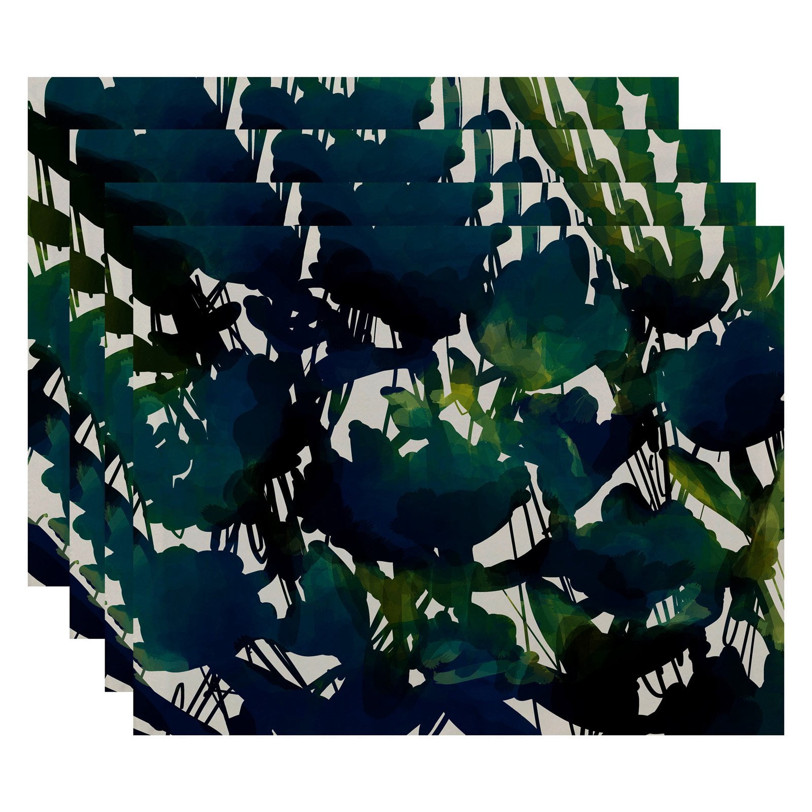 Simply Daisy 18" x 14" Abstract Floral Floral Print Placemats, Set of 4