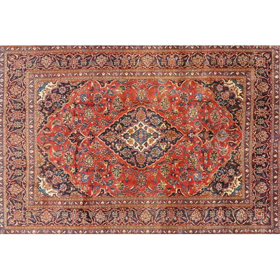 Ahgly Company Indoor Rectangle Traditional Orange Salmon Pink Medallion Area Rugs, 5' x 8'