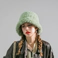 thumbnail image 2 of CoCopeanut 2022 Topi Flanel Wanita Topi Ember Fedora Musim Dingin Topi Panama Streetwear Jazz Wanita Musim Gugur Inggris Klasik untuk Wanita Topi Ember, 2 of 6
