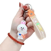Mightlink Keychain Pendant Adorable Appearance Exquisite Pattern Lightweight Easy to Hang Vibrant Color Decorative Plastic Cement Cartoon Rabbit Style Backpack Keychain Pendant for Kids