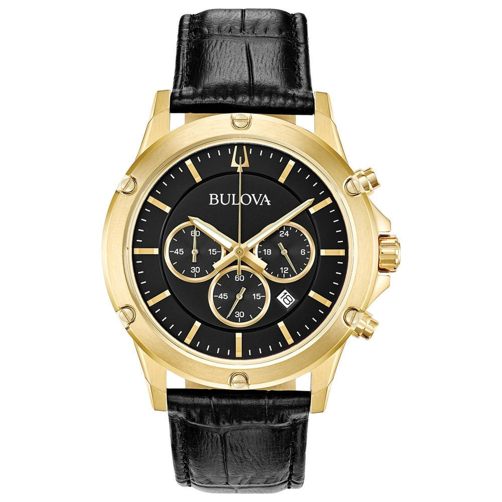 Bulova Bulova Men's Chronograph Watch, Black Leather Strap Walmart
