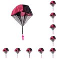 thumbnail image 3 of Vogacara Juguete de paracaídas para niños, paracaídas para lanzar a mano al aire libre, aterrizaje educativo, juguete para niños, rosa roja Rosa roja 10piezas, 3 of 6
