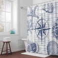thumbnail image 3 of Vintage Nautical Bathroom Shower Curtain, Summer Navy Blue Compass Shell Starfish Map Waterproof Washable Soft Bath Curtain for Bathtub Decor with 12 Hooks&Grommet, 48x72 Inch, 3 of 9