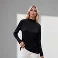 thumbnail image 4 of Ltctricy Long Sleeve Shirts for Women Mock Neck Solid Color Basic T Shirts Base Layer Tops Soft Casual Undershirts(Black,XX-Large), 4 of 5