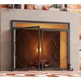 thumbnail image 2 of Fireplace Screen with Magnetic Doors,Handcrafted Wrought Iron Classical Scroll Durable Metal Mesh, Decorative Free Standing Fireplace Spark Guard- Black, 2 of 9